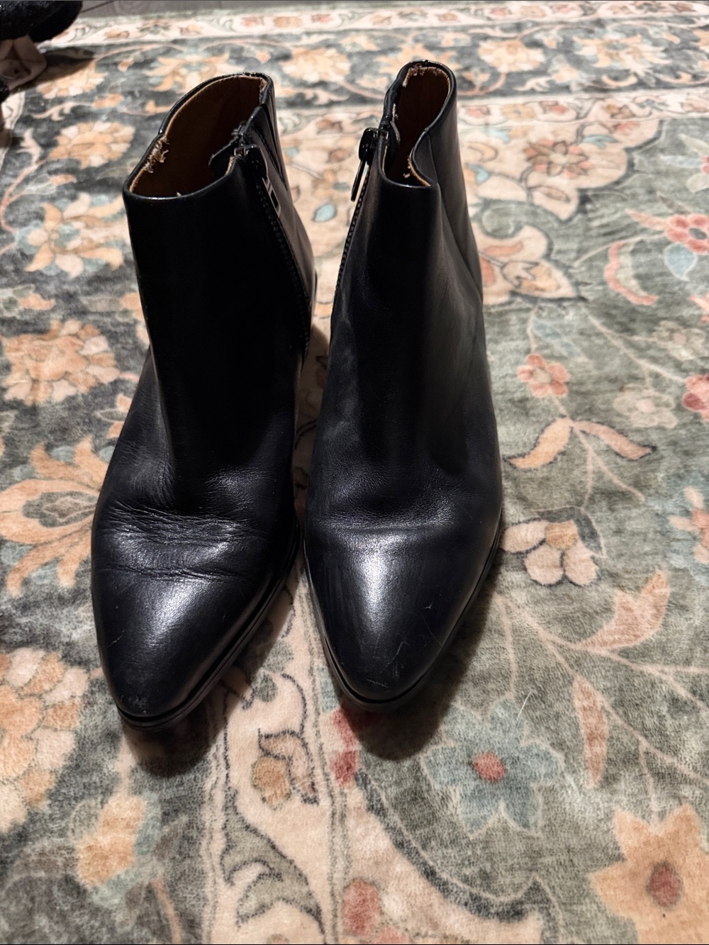 Coach Black Leather Pointed Toe Ankle Booties